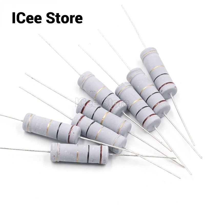 10Pcs Carbon Film Resistor 5% 5W 1R - 1M 2.2R 10R 22R 47R 51R 100R 150R 470R 1K 4.7K 10K 47K 10 47 51 100 150 Ohm 5W Resistance