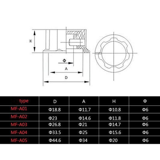 2Pcs Potentiometer Knob Cap MF-A01 MF-A02 MF-A03 MF-A04 MF-A05 Rotary Switch Knobs Caps 6mm for RV24 3590S WHT118 WXD3