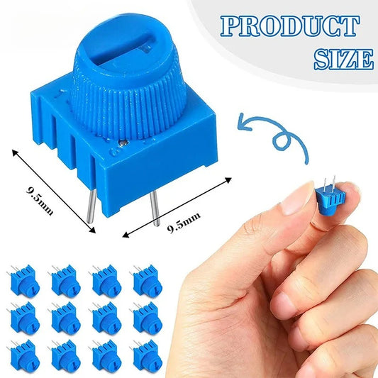10Pcs 3386 3386P Potentiometer Resistor Single Turn Breadboard Trim Potentiometer with Knob for Arduino Trimpot
