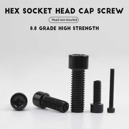 JUIDINTO 2-30pcs Allen Head Cap Screw Black Grade 8.8 M3 M4 M5 M6 M8 M10 Hex Hexgon Socket Cap Head Screw Bolt for Furniture