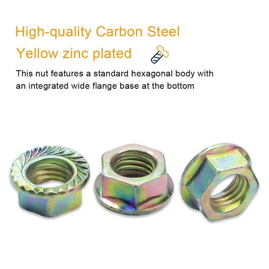 M3 M4 M5 M6 M8 M10 M12 M14 M16 Hex Hexagonal Flange Nuts Zinc Plated Carbon Steel Metric Serrated Flange Hex Lock Nuts