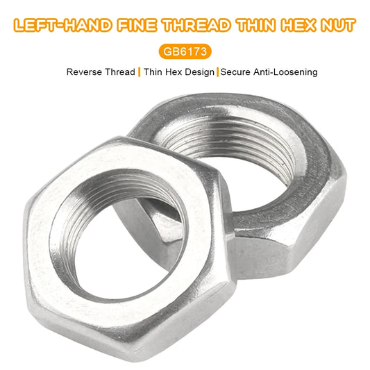 1-10pcs/bag GB6173 Hex Fine Left Thread Nut M8 M10 M12 M14 M16 M18 M20 M22 M24 M27 M30 M33 304 Stainless Steel Hexagon Thin Nuts