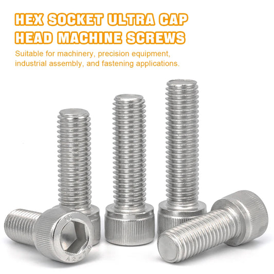 JUIDINTO 2-50PCS 12.9 Grade Nickel Plated Knurled Hex Socket Head Cap Screw M1.6 M2 M2.5 M3 M4 M5-M12 Allen Machine Screw Bolt