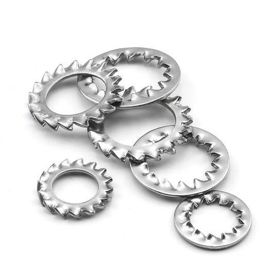 JUIDINTO 5-50pcs Internal External Teeth Lock Washers Stainless Steel M3-M30 Metal Serrated Lock Washer