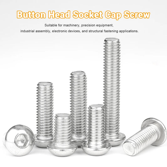 10-50pcs 12.9 Grade Hex Socket Button Head Cap Screws M1.6 M2 M2.5 M3 M4 M5 M6 M8 Nickel Plated Allen Bolts Machine Screws