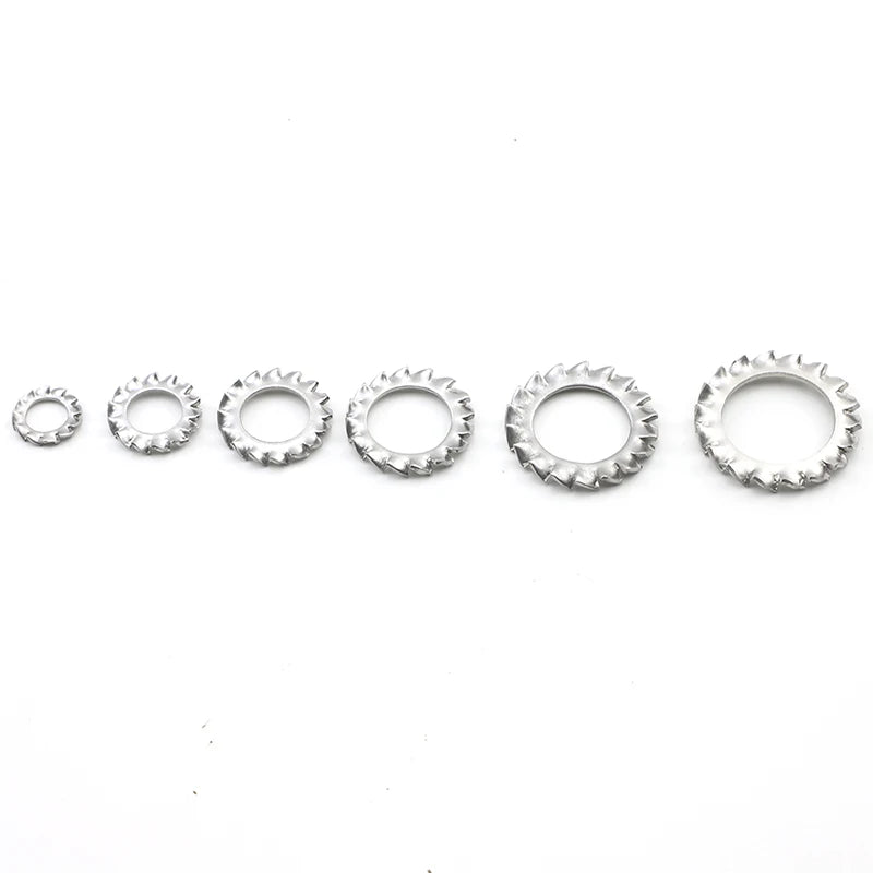 JUIDINTO 5-50pcs Internal External Teeth Lock Washers Stainless Steel M3-M30 Metal Serrated Lock Washer