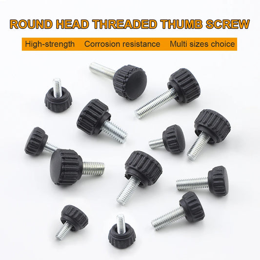 JUIDINTO 1/2/3pcs Plastic Knurled Round Head Handle Thumb Screw M3 M4 M5 M6 M8 M10 Nylon Black Bakelite Hand Tighten Bolt