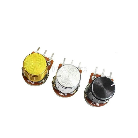 10Pcs/5Pcs Potentiometer Knobs Caps Black Silver Gold Diameter 15x17mm Hole 6mm Knurled Shaft Potentiometer Control Knob Aluminum Switch Knob