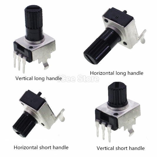 10Pcs RV09 Potentiometer 5K 10K 50K 100K Audio Potentiometer Adjustable Resistor 3pin Variable Resistors
