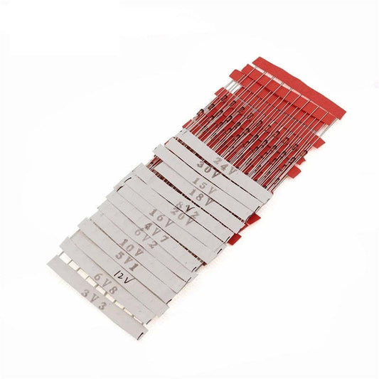 270Pcs 27 Values*10pcs 1/2W 0.5W Zener Diode Assorted Kit 2V4 To 33V 12V 18V 5V1 5V6 3V3 3V6 4V3 4V7 6V2 6V8