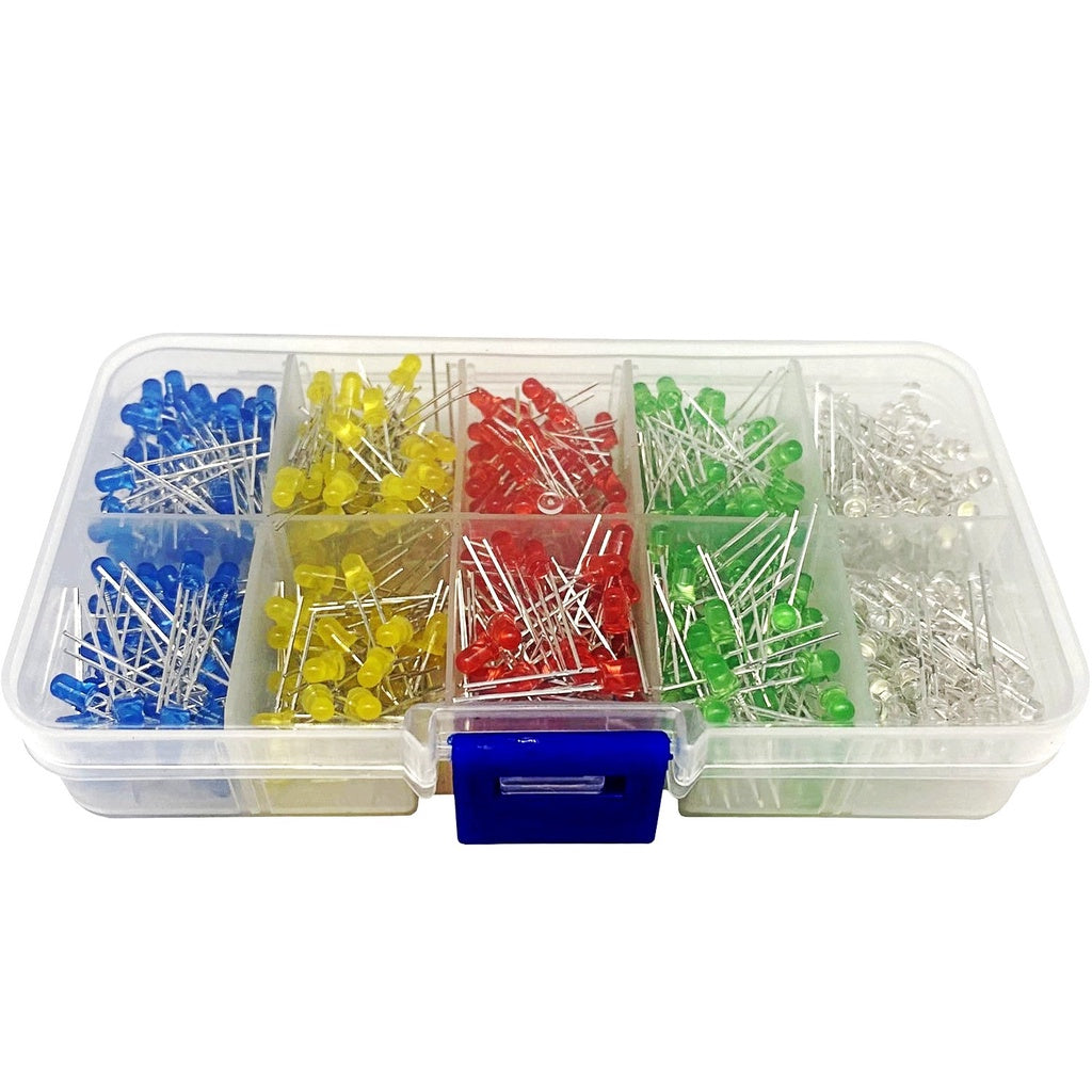 500pcs/Box 3MM LED Light Emitting Diode Beads Resistance Lights Kits Bulb Lamp 5 Colors Red White Yellow Green Blue Kit