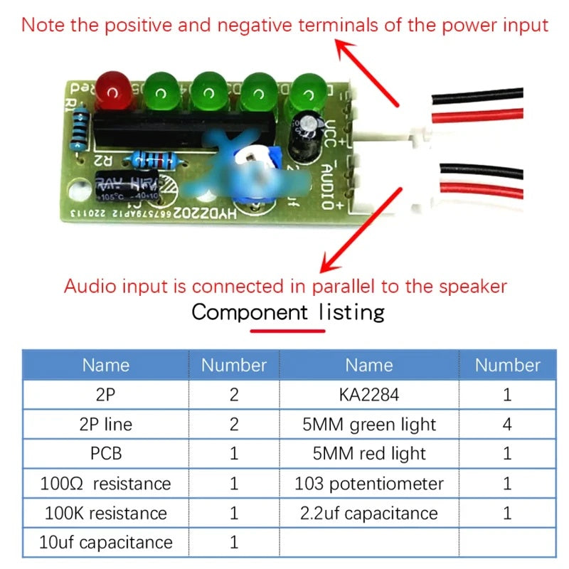 3.5-12V KA2284 Audio Level Indicator Module Suite Trousse Electronic Parts 5mm RED Green LED Level Indicating Board DIY Kits