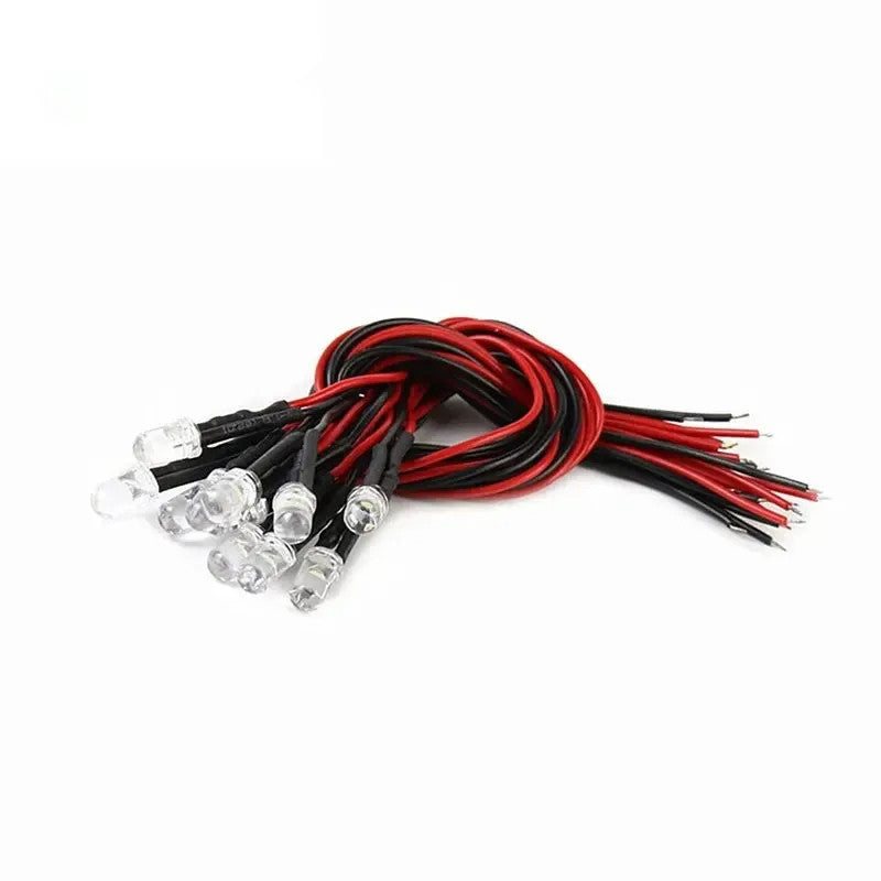 10Pcs 5mm LED 12V with 20cm Wire White Red Green Blue Yellow RGB LED Diode Lamp Decoration Light Emitting Diodes
