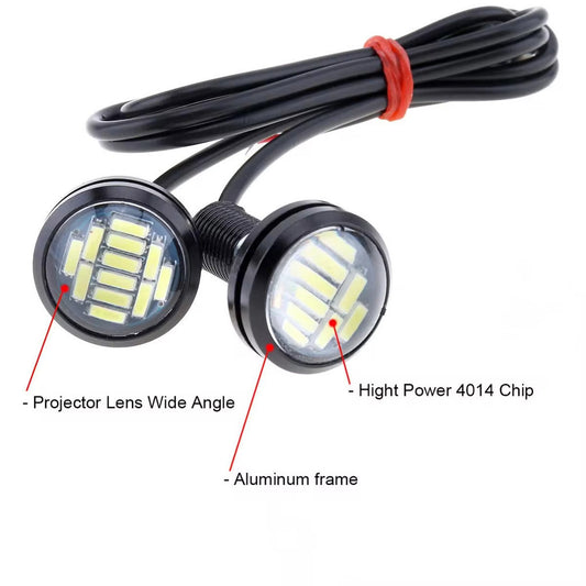 23mm Car Eagle Eye LED Daytime Running Light 4014 12SMD Backup Reversing Lamp Parking Lamp Turn Signal Automobiles Lamps