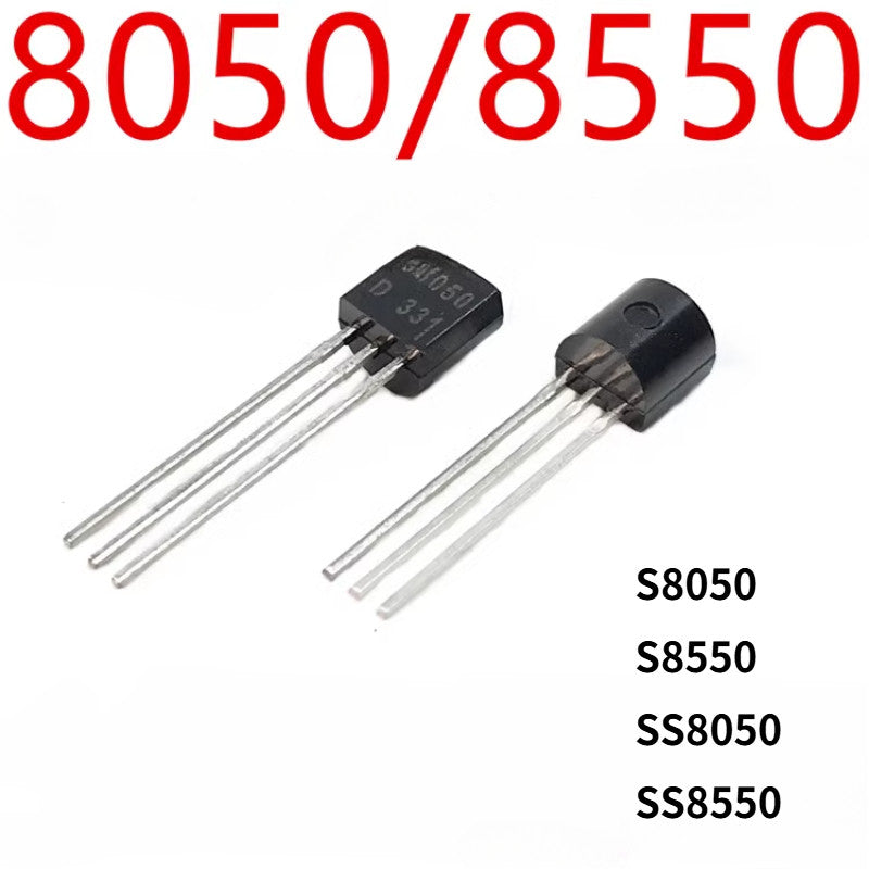 100/50Pcs S8050/S8550/SS8050/SS8550 Transistors TO-92 Package High Voltage Resistance Low Noise General-Purpose Electronic Components