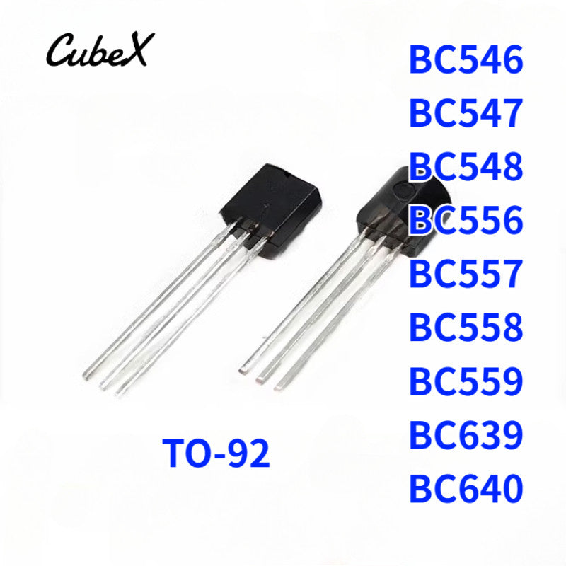 50Pcs Transistors BC546/BC547/BC548/BC556/BC557/BC558/BC559/BC639/BC640 TO-92 Package Low-Noise Amplifier