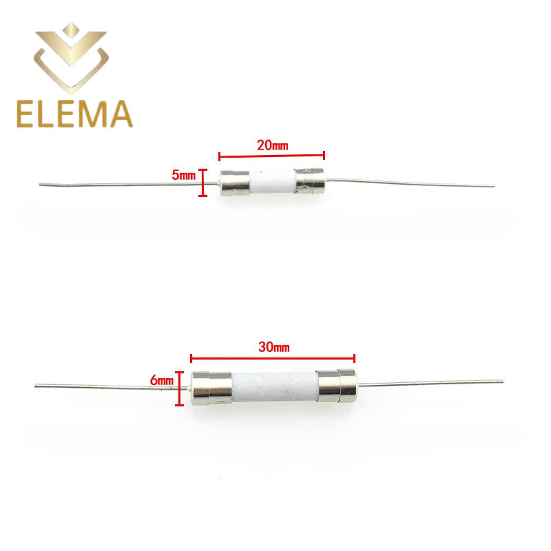 10PCS 5*20mm 6*30mm Ceramic Fuse With pin 1A 2A 3.15A 5A 6.3A 8A 10A 12A 15A 20A 25A 30A 250V Ceramic Fuse