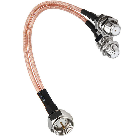 F Type Male To Dual Female Connector Dual Y Type 3 Way F Jack Splitter Flexible RG316 Coaxial Cable Wires 15cm 50 Ohm Impedance
