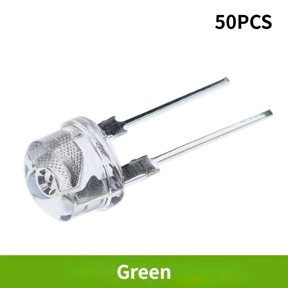 50PCS F8 8MM White Blue Green Red Yellow LED Super Bright Straw Hat Light Emitting Diode Highlighted White 0.5W Astigmatism
