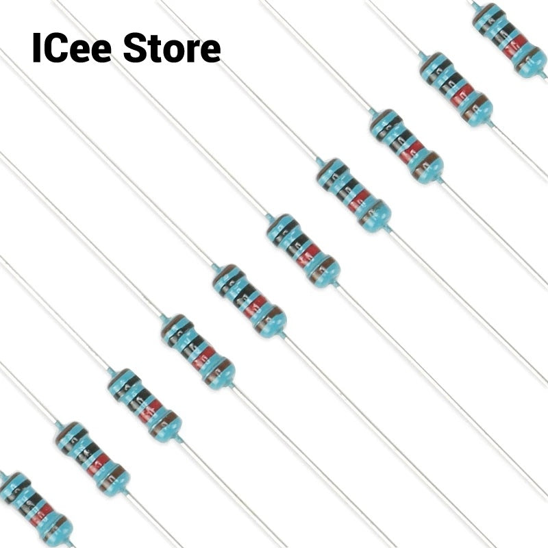 100pcs 1/4W Metal Film Resistor 1% 1R-1M 100R 220R 1K 1.5K 2.2K 4.7K 10K 22K 47K 100K 100 220 1K5 2K2 4K7 1M Ohm Resistance