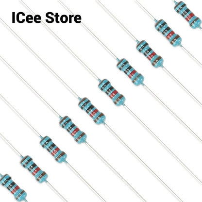 100pcs 1/4W Metal Film Resistor 1% 1R-1M 100R 220R 1K 1.5K 2.2K 4.7K 10K 22K 47K 100K 100 220 1K5 2K2 4K7 1M Ohm Resistance