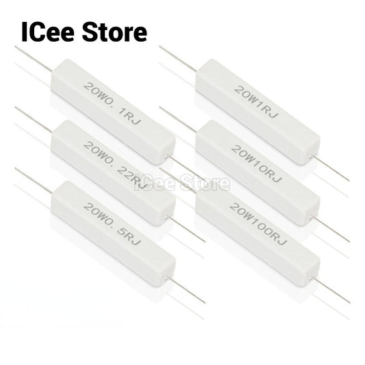 2Pcs 20W Cement Resistor SQP 0.1R-470R 1R 2R 2.2R 2.5R 3R 4R 5R 8R 10R 30R 33R 200R 470R Ohm