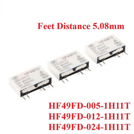 Power Relay HF49FD HF49FD-005-1H11T HF49FD-012-1H11T HF49FD-024-1H11T DC 5V 12V 24V 5A 4Pin Relais Feet Distance 5.08mm