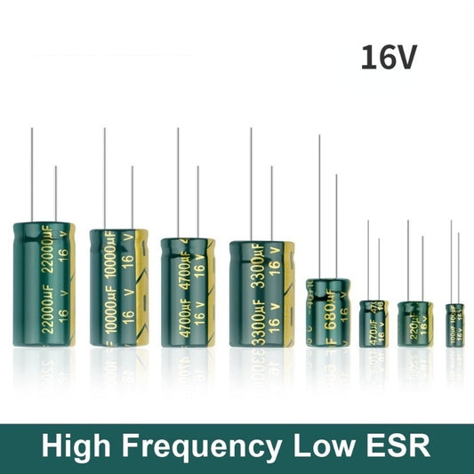 Aluminum Electrolytic Capacitor 16V High Frequency Low ESR 16V 100UF 220UF 470UF 680UF 1000UF 1500UF 2200UF 3300UF 4700UF