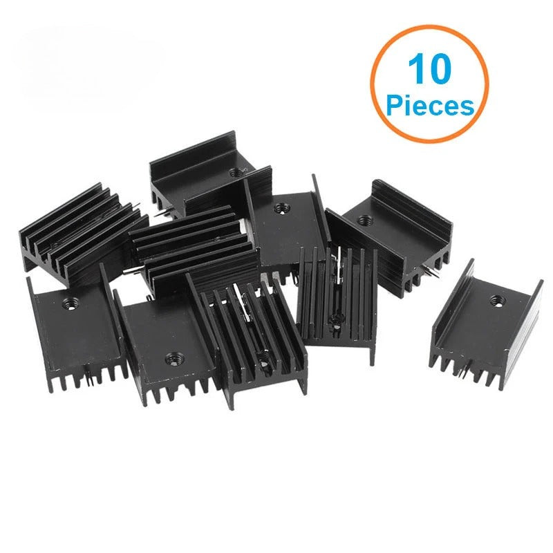 10Pcs Black Aluminum 20*15*11mm TO-220 TO220 Heatsink for Transistor MOS Tube Radiator for MOS 7805 Triode Transistors Cooler IC Chip Dissipation
