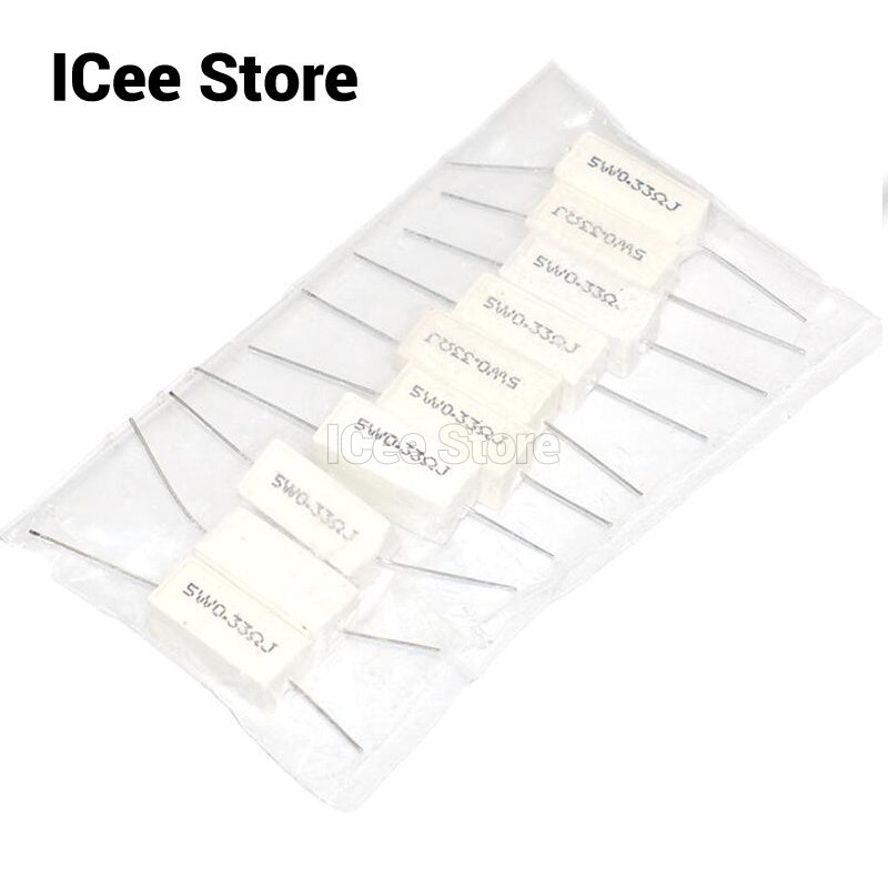 5Pcs 5W Cement Resistor SQP Power Resistor 5% 0.1R-100R 0.1R 0.22R 0.5R 1R 2.2R 4.7R 5R 10R 15R 20R 22R 47R 100R Ohm