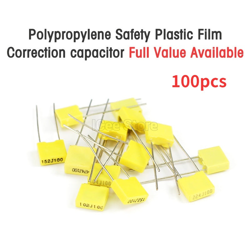 100Pcs Correction Capacitor 100V 222J 472J 103J 223J 473J 104J Polypropylene Film Capacitor