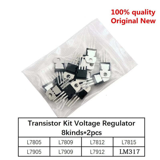 16pcs 7805 7809 7812 7815 7905 7912 7915 LM317T TO-220 Transistor Assortment Kit Voltage Regulator