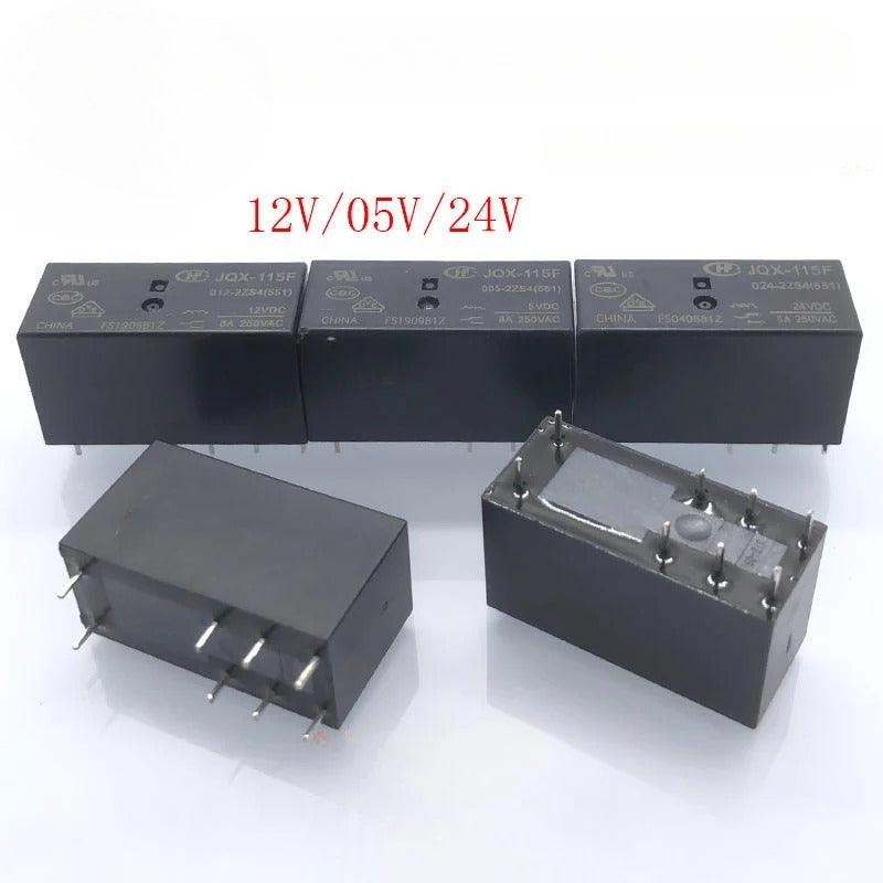 Original HF Relay JQX-115F 012 024 005-2ZS4 5V 12V 24V 8Pin 8A New
