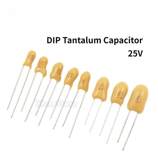 10Pcs Tantalum Capacitors DIP 25V 1UF 2.2UF 3.3UF 4.7UF 10UF 22UF 33UF 47UF 100UF