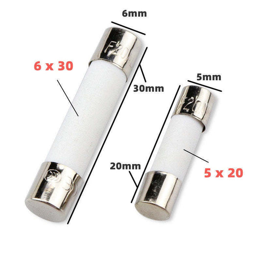 10pcs 5 x 20mm 6 x 30mm Ceramic Tube Fuses  Fast Blow Fuse 250V 1A 1.5A 2A 2.5A 3A 4A 5A 6.3A 8A 10A 12A 15A 20A 25A 30A