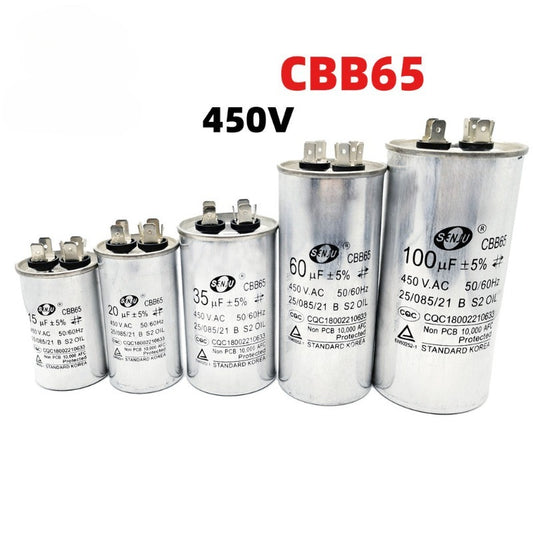 CBB65 Start Capacitor 450V 5UF-100UF 8UF 10UF 16UF 25UF 35UF 50UF 70UF Air conditioning compressor start capacitor