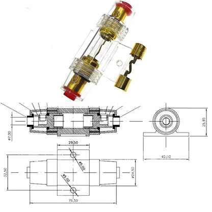 Auto Car Fuse Holder Block 10A/20A/30A/60A/80A/100A 10*38mm AGU Fuse Holder Audio In Line AMP Amplifier Gold Plated Fuse Holder