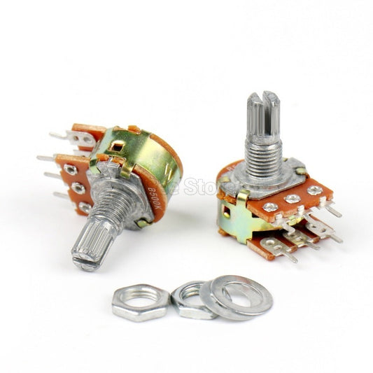 5Pcs WH148 6Pin 1K 2K 5K 10K 20K 50K 100K 500K Ohm 6 Pin 15mm Shaft Amplifier Dual Stereo Potentiometer