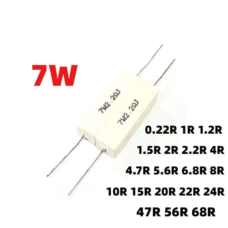 7W 5% Cement Resistor horizontal lead porcelain shell ceramic resistor 0.22R~68R