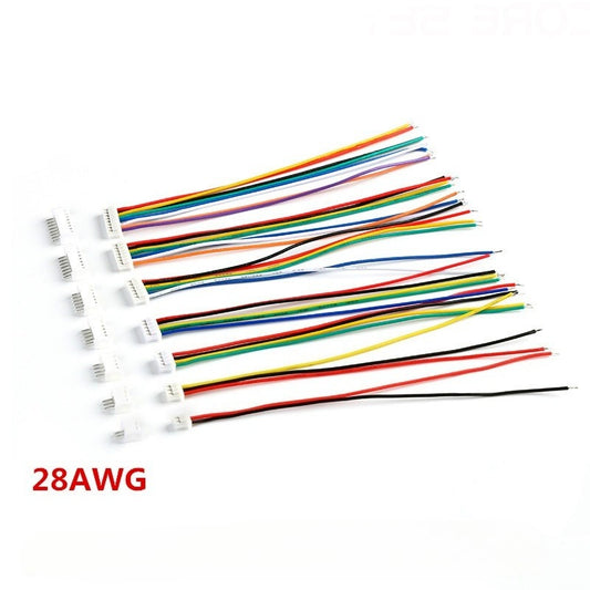 10 Sets JST 1.25mm Wire Cable Connector Micro JST Pitch 1.25mm 2/3/4/5/6Pin Female Plug Electronic Wire 15cm 28AWG