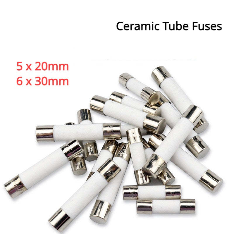 10pcs 5 x 20mm 6 x 30mm Ceramic Tube Fuses  Fast Blow Fuse 250V 1A 1.5A 2A 2.5A 3A 4A 5A 6.3A 8A 10A 12A 15A 20A 25A 30A