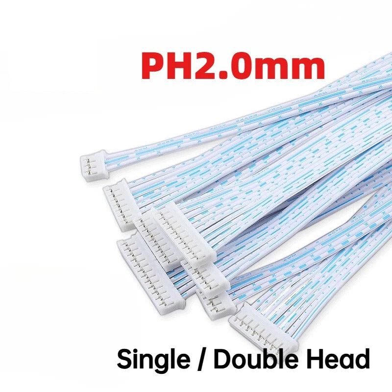 PH2.0mm Pitch 2.0mm blue White Wire Ribbon Cable Single/Double Head Same Direction/Reverse Line length 20cm 2/3/4/5/6 Pin