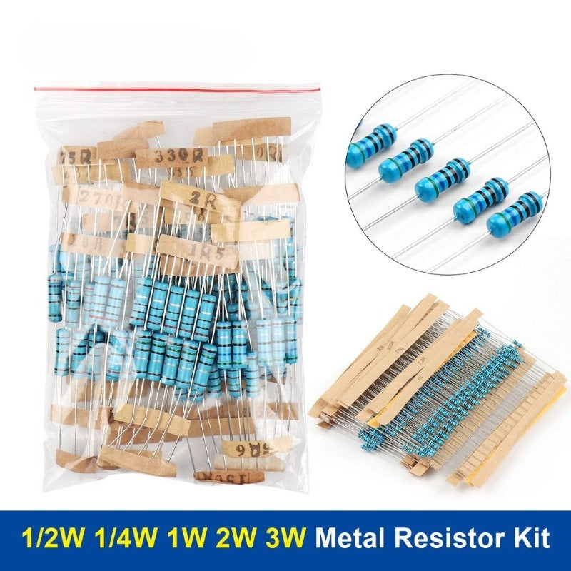 1/2W 1/4W 1W 2W 3W 30Value Metal Film Resistor Kit Rang Carbon 5% Resistors Assortment Kit Set 0.1~750R 1K~820K