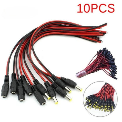 10pcs/Lot Male Female DC Power Connector 5V 12V 5.5x2.1mm Wire Cable Plug Adapter for TV Camera 5050 2835 LED Strip Tape Lights