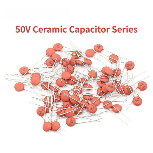 100pcs Ceramic Capacitor Set Assorted Kit 50V 5pF-0.22uF