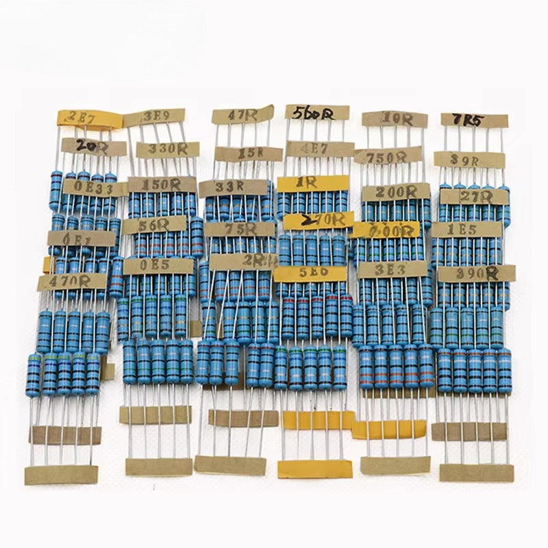 150Pcs 1% 2W Metal Film Resistor Assorted Kit 0.1R - 750R 30Values*5pcs=150pcs