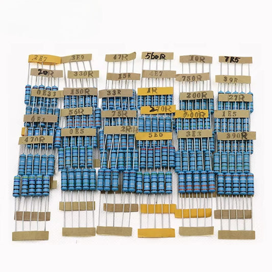 150Pcs 1% 2W Metal Film Resistor Assorted Kit 0.1R - 750R 30Values*5pcs=150pcs