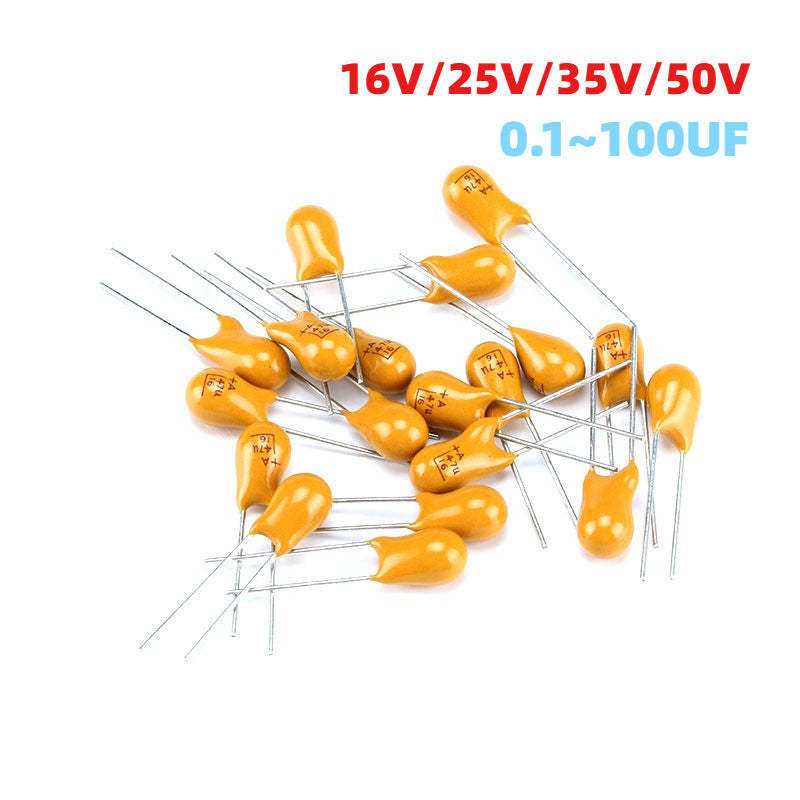 5Pcs DIP Tantalum Capacitors 16V/25V/35V/50V 0.1UF/1UF/4.7UF/10UF/22UF/33UF/47UF/100UF Tantalum Capacitors
