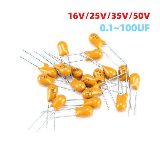5Pcs DIP Tantalum Capacitors 16V/25V/35V/50V 0.1UF/1UF/4.7UF/10UF/22UF/33UF/47UF/100UF Tantalum Capacitors