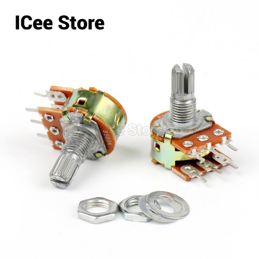 5Pcs WH148 6Pin 1K 2K 5K 10K 20K 50K 100K 500K Ohm 6 Pin 15mm Shaft Amplifier Dual Stereo Potentiometer
